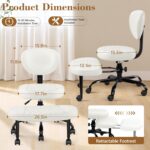 Ergonomic Cross Legged Office Chair with Wheels - Adjustable Height for Meditation, ADHD Desk & Yoga - Wide Criss Cross Design with Lumbar Support, Kneeling Chair - White - Image 3