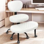 Ergonomic Cross Legged Office Chair with Wheels - Adjustable Height for Meditation, ADHD Desk & Yoga - Wide Criss Cross Design with Lumbar Support, Kneeling Chair - White - Image 4
