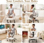 Ergonomic Cross Legged Office Chair with Wheels - Adjustable Height for Meditation, ADHD Desk & Yoga - Wide Criss Cross Design with Lumbar Support, Kneeling Chair - White - Image 5