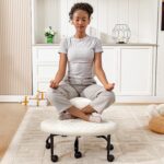 Ergonomic Cross Legged Office Chair with Wheels - Adjustable Height for Meditation, ADHD Desk & Yoga - Wide Criss Cross Design with Lumbar Support, Kneeling Chair - White - Image 8