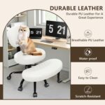 Ergonomic Cross Legged Office Chair with Wheels - Adjustable Height for Meditation, ADHD Desk & Yoga - Wide Criss Cross Design with Lumbar Support, Kneeling Chair - White - Image 10