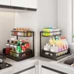 Under Sink Organizer , 2 Pack Height Adjustable Cabinet Organizer with Slide Out Drawer, Pull Out Under Sink Storage, Multi-Purpose 2 Tier Sink Shelves for Kitchen Bathroom Pantry (Black, 2 Pack) - Image 7