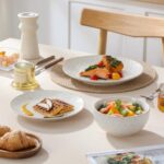 MALACASA 12 Pieces Dinnerware Sets, Modern Relief Design Plates and Bowls Sets, White Dish Set for 4, Kitchen Ceramic Dinner Plates Dishware Set, Microwave and Dishwasher Safe, Series LYDIA - Image 10