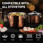 Whole Tri-ply 18/10 Stainless Steel Pot and Pan Set (10 Piece), Copper Pots and Pans Set with Stainless Steel Lid, Induction Cookware Set, Include Stock Pot, Saucepan, Frying Pan - Copper - Image 4