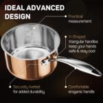 Whole Tri-ply 18/10 Stainless Steel Pot and Pan Set (10 Piece), Copper Pots and Pans Set with Stainless Steel Lid, Induction Cookware Set, Include Stock Pot, Saucepan, Frying Pan - Copper - Image 5