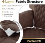 PrinceDeco Couch Covers for 3 Cushion Couch Quilted Sofa Slipcovers Water Resistant and Anti-Slip Furniture Protector Sofa Cover Pet Friendly Seat Width to 68"(Sofa, Brown) - Image 7