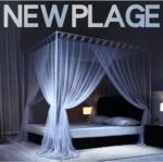 Fabric Bed Drapes Mesh Protection Canopy Shielding Netting,Summer Bed Canopy Mosquito Net for Single Double Bed, 4 Corner Post Floor Bed Curtain Girls Bedroom Decor with Metal Stand - Image 3