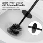 DOWRY Toilet Bowl Brush and Holder for Bathroom Storage Organization Deep Cleaning Covered Brush Cleaner Black Toilet Brush with 2 Brush Holders,Black Square - Image 4