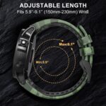 Bandkids 22mm Camo Band for Garmin Fenix 5/6/7,Fenix 6 Pro,Fenix 5 Plus Watch, Quickfit Adjustable Waterproof Sport Silicone Bands for Garmin Approach S62/S60,Quatix 6/5,Forerunner 935/945 - Image 6