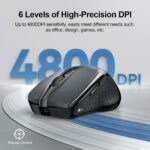 TECKNET Wireless Mouse (BT5.0/3.0 & 2.4G) Rechargeable 4800 DPI Silent USB A & Bluetooth Mouse 6 Buttons, Wide Compatibility - Grey - Image 6