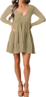 Women's Casual Summer Dress Sexy V Neck Short Sleeve Flowy Ruffle 2024 Trendy Short Mini Dresses - Image 6