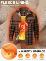 Gihuo Men's Long Sleeve Sherpa Lined Shirts Outdoor Warm Flannel Plaid Jacket Button Down Fleece Coats - Image 3