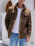 Gihuo Men's Long Sleeve Sherpa Lined Shirts Outdoor Warm Flannel Plaid Jacket Button Down Fleece Coats - Image 4