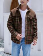Gihuo Men's Long Sleeve Sherpa Lined Shirts Outdoor Warm Flannel Plaid Jacket Button Down Fleece Coats - Image 5