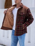 Gihuo Men's Long Sleeve Sherpa Lined Shirts Outdoor Warm Flannel Plaid Jacket Button Down Fleece Coats - Image 6