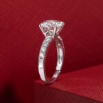14K Solid Gold Side Stones Ring, Round/Princess Cut Centerpiece Moissanite Lab Grown Created Diamond, D Color and Flawless Real Gold Wedding Anniversary Ring - Image 4
