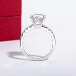 14K Solid Gold Side Stones Ring, Round/Princess Cut Centerpiece Moissanite Lab Grown Created Diamond, D Color and Flawless Real Gold Wedding Anniversary Ring - Image 6