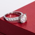 14K Solid Gold Side Stones Ring, Round/Princess Cut Centerpiece Moissanite Lab Grown Created Diamond, D Color and Flawless Real Gold Wedding Anniversary Ring - Image 8
