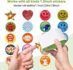 Manual Sticker Dispenser for Rolls of Stickers with 1520Pcs 1Inch Gold Star,Red Heart,Smiley Face Stickers for Kids Reward,Behavior Chart,School Classroom Student Teacher Supplies Gifts(Green) - Image 5