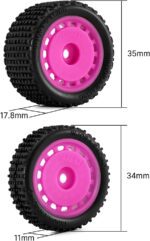 INJORA Pre-Mounted Pin Buggy Tires & Wheels for 1/24 Losi Micro-B, 4pcs(Magenta) - Image 3