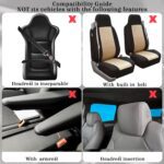 BBTO 43 Pcs Bling Car Accessories Set for Women Front Seats and Rear Bench Polyester Car Seat Protectors Wheel Cover Seat Floor Mats Full Crystal Automotive Interior Decor(Red and Black) - Image 3
