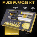 LEXIVON Butane Soldering Iron Multi-Purpose Kit | Cordless Self-Igniting Adjustable Flame 7-Tip Set | Pro Grade 125-Watt Equivalent (LX-770) - Image 3