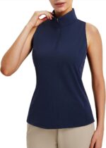 baleaf Women's Golf Shirts Tank Top with Quarter Zip Collar Polo Tennis Sleeveless Racerback Tanks Quick Dry UPF 50+ - Image 3