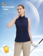 baleaf Women's Golf Shirts Tank Top with Quarter Zip Collar Polo Tennis Sleeveless Racerback Tanks Quick Dry UPF 50+ - Image 5