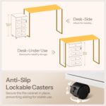 HOOBRO 3 Drawer File Cabinet with Lock, Wooden Farmhouse Office Storage Cabinet, Under Desk Mobile Filing Cabinet fits Letter / A4 Size for Home Office, Modern Rolling Printer Stand, White WT32WJ01 - Image 10