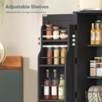 TEENFON Storage Cabinet with 4 Doors, Kitchen Cabinet with 6 Door Shelves, Kitchen Pantry for Living Room, Dining Room, Bathroom, Black - Image 7