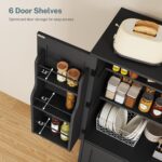 TEENFON Storage Cabinet with 4 Doors, Kitchen Cabinet with 6 Door Shelves, Kitchen Pantry for Living Room, Dining Room, Bathroom, Black - Image 8