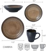 Pfaltzgraff Cambria 16-Piece Stoneware Dinnerware Set, Service for 4, Dark Brown - Image 4