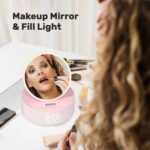 Bluetooth Speaker with Wireless Charger & Fill Light Makeup Mirror, Adjustable LED Night Light, Automatic Clock, Suitable for Decoration, Bedroom, Home, Office, Gift - Image 4