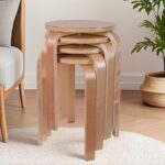 Stackable Bentwood Stool Set of 4, 18" Round Stacking Backless Nesting Stools，Anti-Slip Felt Pad,School Chairs，Suitable for classrooms, Dining Rooms, Kitchens，Birch - Image 7