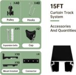 Ceiling Curtain Tracks Ceiling Mounted Heavy-Duty Curtains Rails Room Divider Curtain Track for Living Bedroom Shower Privacy RV Garage Divider Track and Hooks, Black 15ft. - Image 4