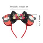 Red Black Sequin Birthday Ear Headband - Cupcake Detail Hair Accessory for Birthday Bash, Theme Park & Celebration Events - Image 5