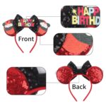 Red Black Sequin Birthday Ear Headband - Cupcake Detail Hair Accessory for Birthday Bash, Theme Park & Celebration Events - Image 6