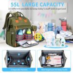 KABAQOO Diaper Bag Backpack with Detachable Changing Station, Large Capacity Baby Diaper Bags for Boys & Girls, Baby Registry Search Stuff & Shower Gifts, Newborn Essentials Must Haves, Army Green - Image 3