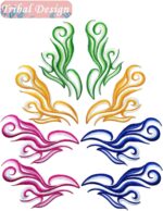 2 Pairs Flame Iron Patches,Tribal Embroidery Cloth Patches for Clothing Repair,Fire Large Iron on Patches for Jeans Hat Dress Pant Outfit Embellishment (Sky Blue) - Image 6