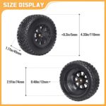 Pre-Glued RC 1/10 Short Course Truck Tires and Wheels Set 12mm Hex for Traxxas Slash 4x4 BL-2S 2WD Losi SCT Redcat Blackout SC HPI, with Foam Inserts - Image 3