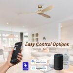 Generation Lighting 3CLNSM70BBSWWO Collins 70" Smart Ceiling Fan with Remote, Smart Compatible with Alexa and iOS or Android App (Burnished Brass with Washed White Oak Blades) - Image 4