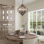 Farmhouse Chandeliers for Dining Room, 6-Light Rustic Dining Room Light Fixture Over Table, Wood Black Hanging Pendant Lights Kitchen Island, Boho Chandelier for Bedrooms Entryway Living Room - Image 3