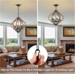 Farmhouse Chandeliers for Dining Room, 6-Light Rustic Dining Room Light Fixture Over Table, Wood Black Hanging Pendant Lights Kitchen Island, Boho Chandelier for Bedrooms Entryway Living Room - Image 4