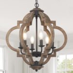 Farmhouse Chandeliers for Dining Room, 6-Light Rustic Dining Room Light Fixture Over Table, Wood Black Hanging Pendant Lights Kitchen Island, Boho Chandelier for Bedrooms Entryway Living Room - Image 9