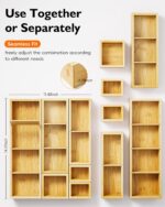 Desk Drawer Organizer Tray Set of 6 – Bamboo Office Storage Boxes with 12 Compartments for Office Supplies, Cosmetics, Jewelry and More - Image 3