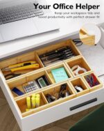 Desk Drawer Organizer Tray Set of 6 – Bamboo Office Storage Boxes with 12 Compartments for Office Supplies, Cosmetics, Jewelry and More - Image 6