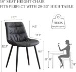 Kidol & Shellder Dining Chairs Set of 2, Modern Upholstered PU Leather Kitchen Side Chairs with Comfortable Back - Mid-Century Armless Chair for Dining Living Room Bedrooms, with Metal Legs (Black) - Image 3