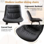 Kidol & Shellder Dining Chairs Set of 2, Modern Upholstered PU Leather Kitchen Side Chairs with Comfortable Back - Mid-Century Armless Chair for Dining Living Room Bedrooms, with Metal Legs (Black) - Image 5