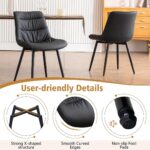 Kidol & Shellder Dining Chairs Set of 2, Modern Upholstered PU Leather Kitchen Side Chairs with Comfortable Back - Mid-Century Armless Chair for Dining Living Room Bedrooms, with Metal Legs (Black) - Image 6
