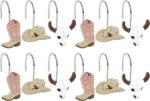 Retro Cowboy Decorative Shower Curtain Hooks Rings for Western Rodeo Wild West Shower Curtains Bathroom Decorations, Metal Rustproof Cute Bull Skull Cowboy Boots Hats Shower Curtain Hooks - Image 4